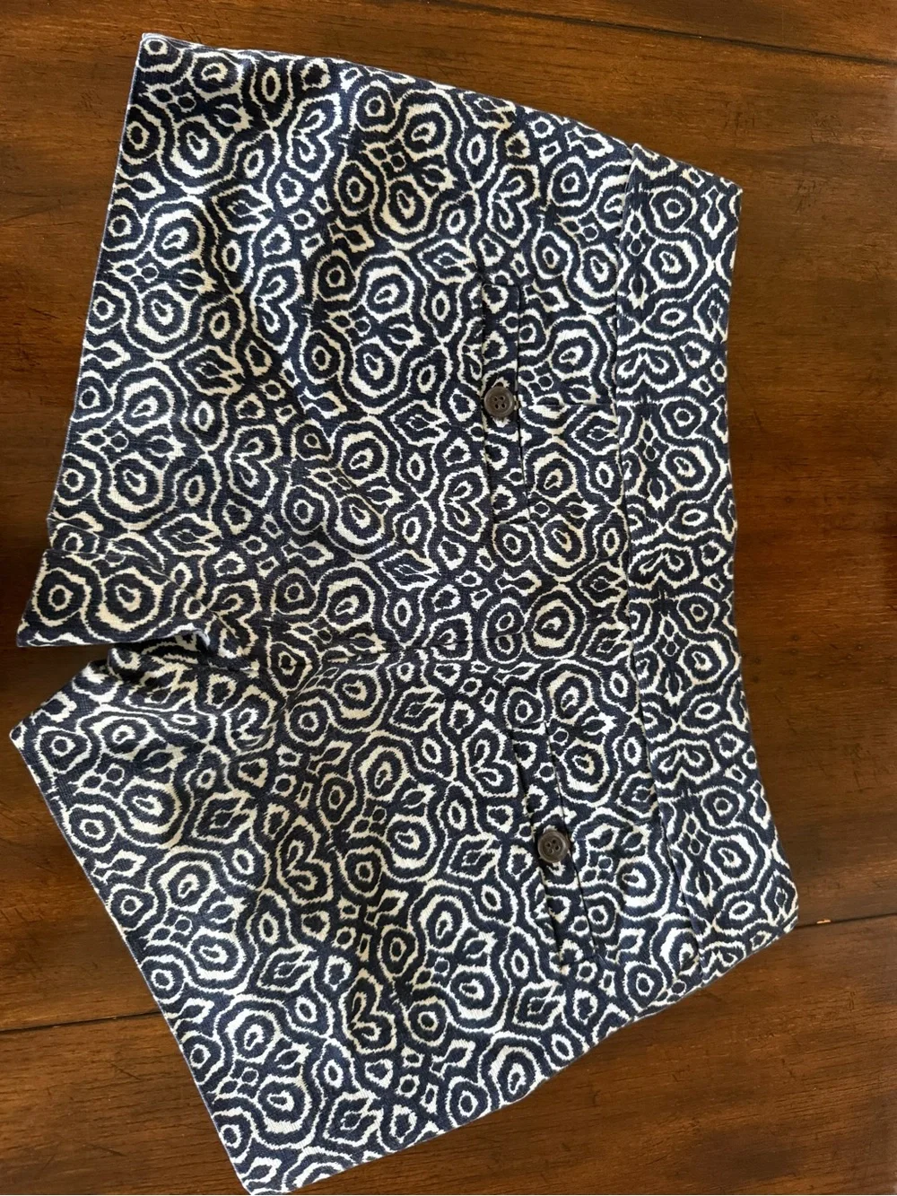 J. Crew Navy & White Geometric Pattern Skort